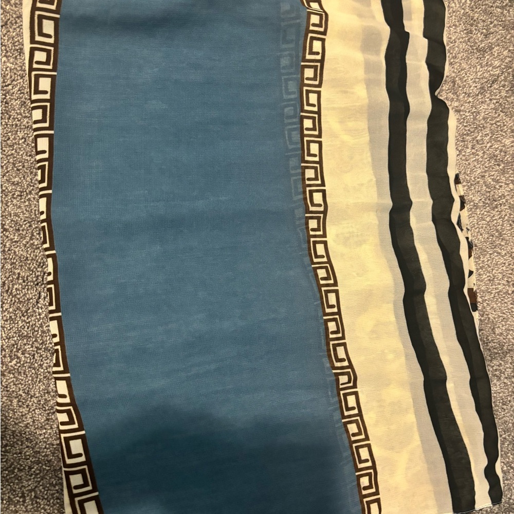 Blue and Black Geometric Pattern Scarf